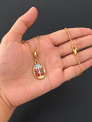 Kit Pingente São Cosme e Damião (23mm) + Corrente Elo Português (1mm) de 50, 60 e 70 cm - Banhada a Ouro e Verniz Italiano