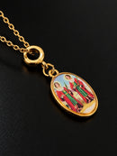 Kit Pingente São Cosme e Damião (23mm) + Corrente Elo Português (1mm) de 50, 60 e 70 cm - Banhada a Ouro e Verniz Italiano
