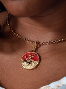 Kit Pingente Yansã (26mm) + Corrente Elo Português (1,5mm) de 50, 60 ou 70 cm Banhada a Ouro e Verniz Italiano.