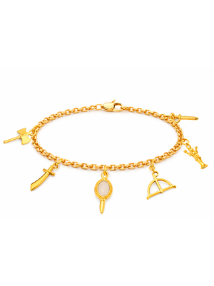 Pulseira Sete Linhas C/ Elo Português (1,5mm) Unissex de 18, 20 ou 22cm - Banhada a Ouro e Verniz Italiano