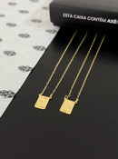 Escapulário Placa Pretos Velhos Banhada a Ouro 18k + Corrente Cadeado (1 mm) 70cm