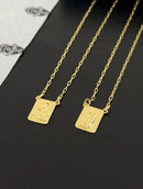 Escapulário Placa Pretos Velhos Banhada a Ouro 18k + Corrente Cadeado (1 mm) 70cm