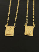 Escapulário Placa Pretos Velhos Banhada a Ouro 18k + Corrente Cadeado (1 mm) 70cm